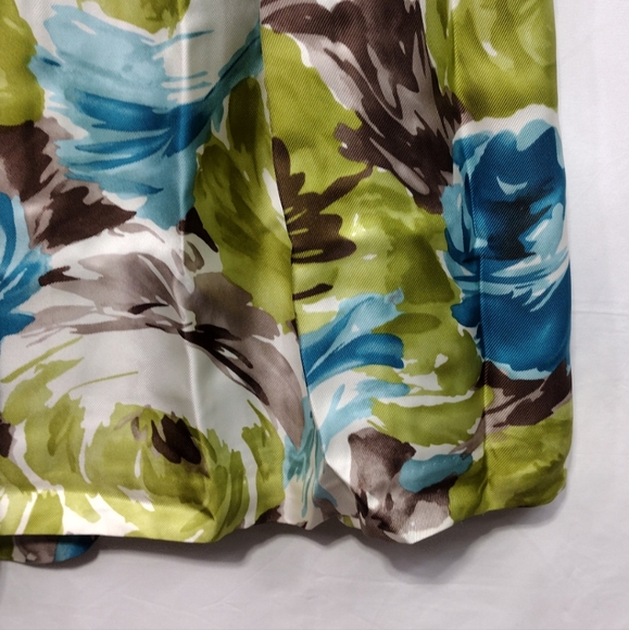 NWT Talbots 100% Silk Watercolor Floral Skirt Womens 22WP Bule Green Artsy Retro - Picture 3 of 10